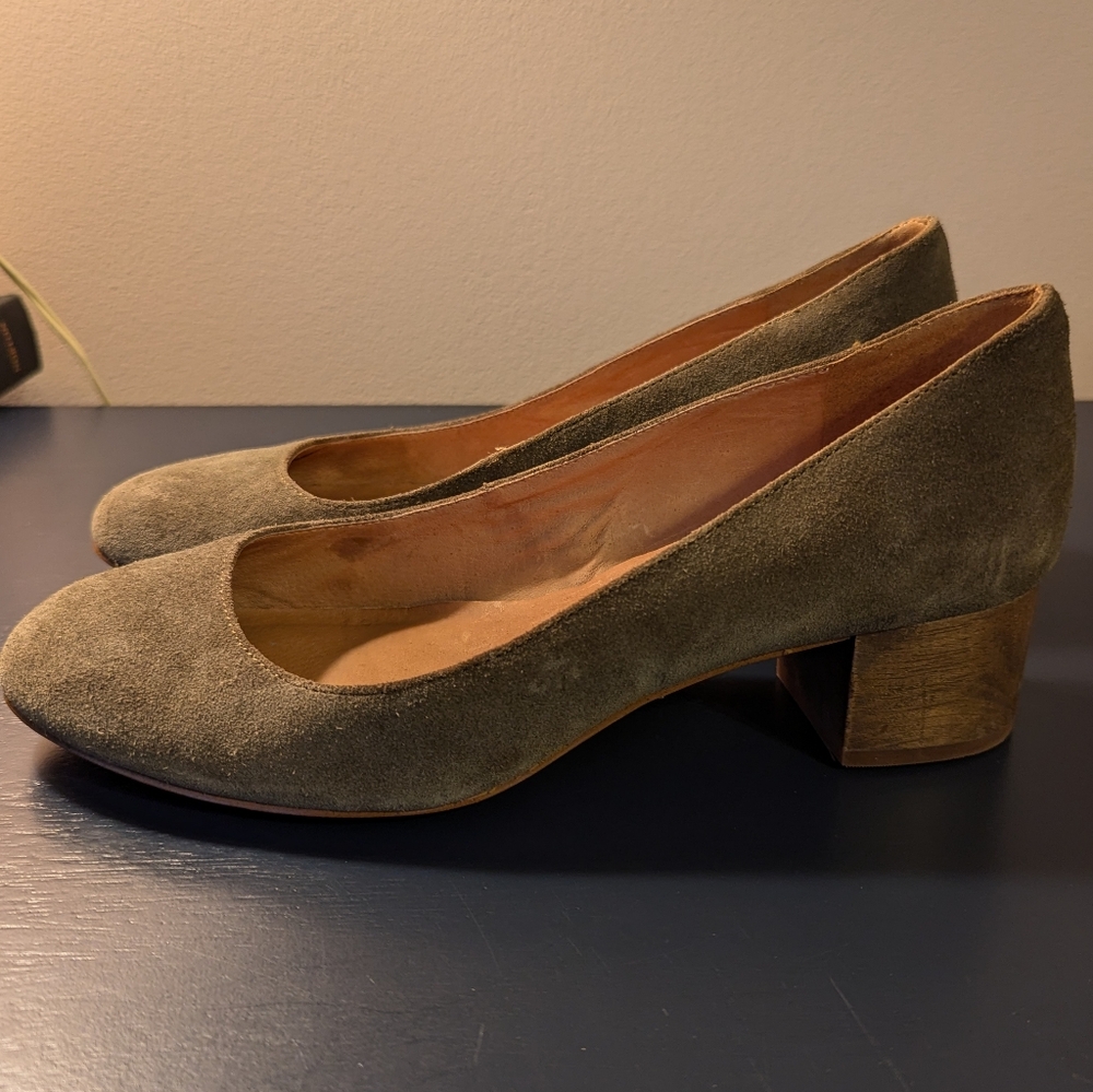 Madewell "Ella" Suede Leather Low Block Heel Pumps 7.5M